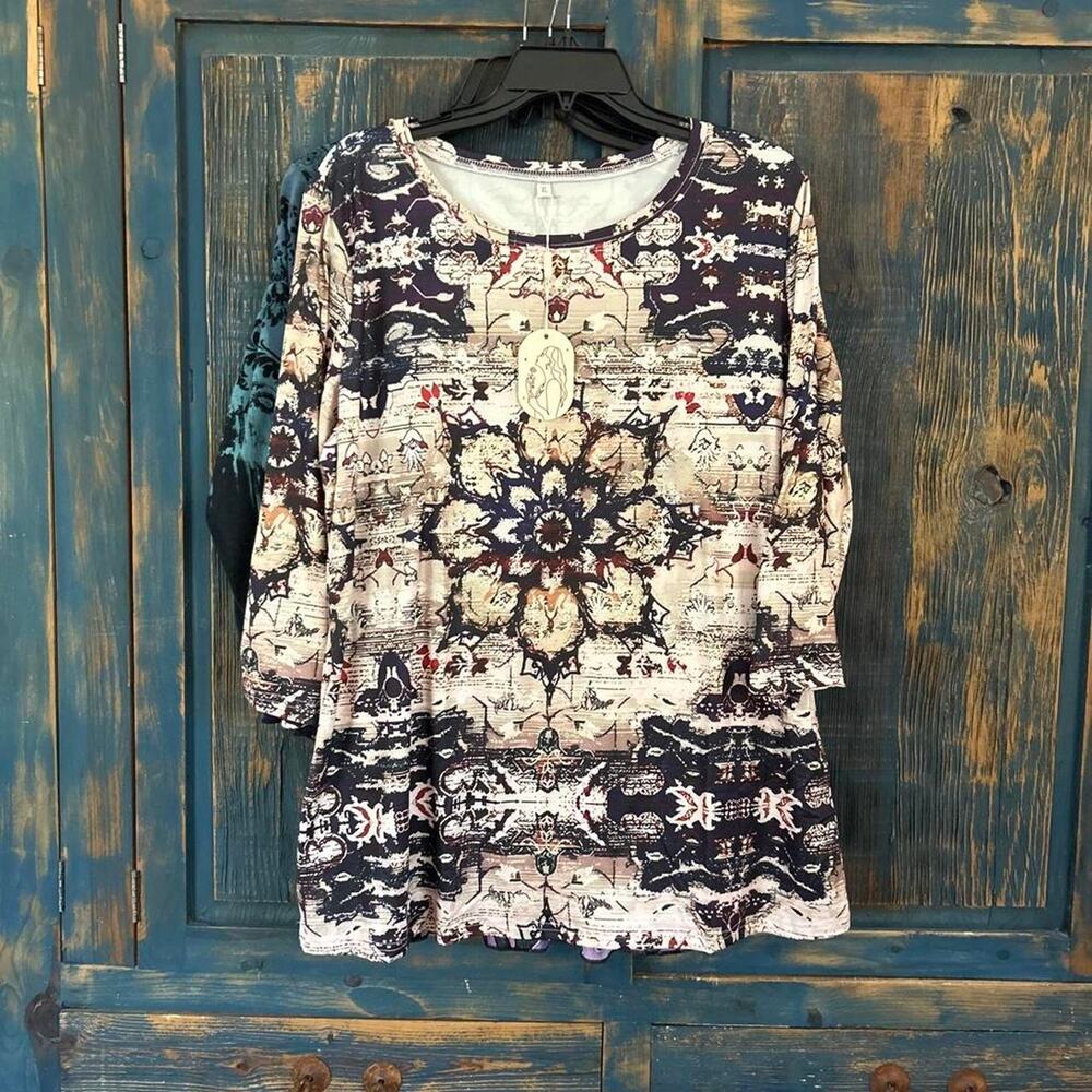 Multi colored long sleeve top with